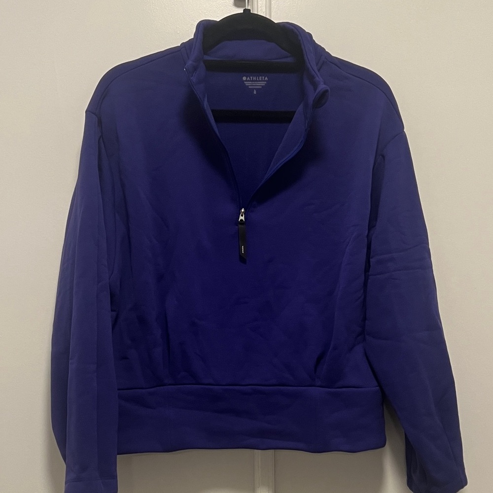 Athleta Women's Half Zip Sweatershirt in Deep Blue